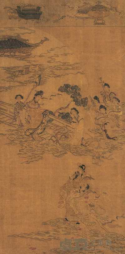 缂丝 群仙图 镜片 80×40cm